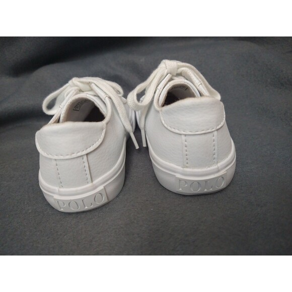 Polo Ralph Lauren Shoes Kids Size 9 White Low Top Lace Up Sneakers Pony Logo - Picture 11 of 13
